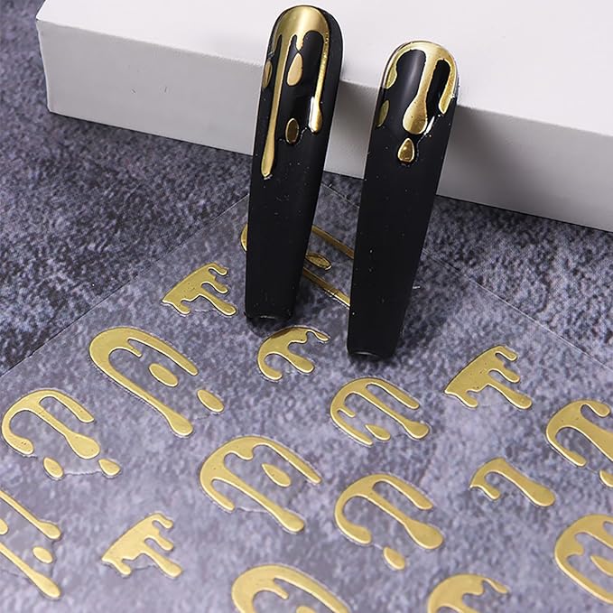 8Pcs Halloween Nail Stickers Colorful Bloody Nail Art Stickers 3D Self Adhesive Nail Decals Blood Drop Design Halloween Nail Decorations DIY Manicure Supplies for Women Girls Nails Accessories