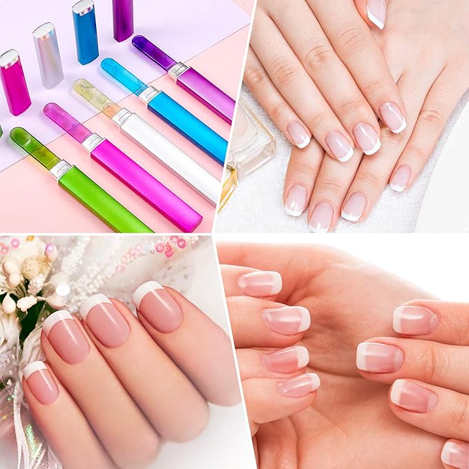 Mudder 5 Pack Glass Nail File with Case for Women Double Sided Crystal Fingernail File for Natural Nails Manicure Care Christmas Stocking Stuffers Gifts(Classic Pattern)