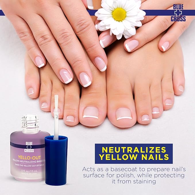 Blue Cross Professional Nail Care Cuticle Remover Liquid with Lanolin (6oz) + Yello Out Purple Toner Nail (0.5oz), 2 Pack Bundle