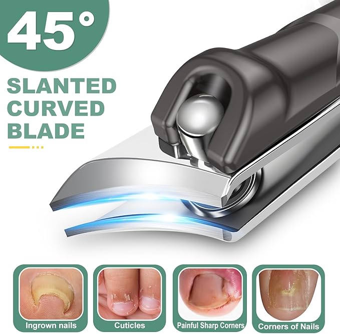 Ingrown Toenail Clippers, CLPPNA Curved Blade Edgy Nail Clipper for Thick Toenails, Angled Ingrown Toenail Clippers for Seniors, Men, Women with Nail File, Toe Nail Clippers for Ingrown Toenail Tool