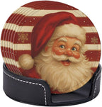 Red Christmas Santa Claus Striped Coasters - Image 2
