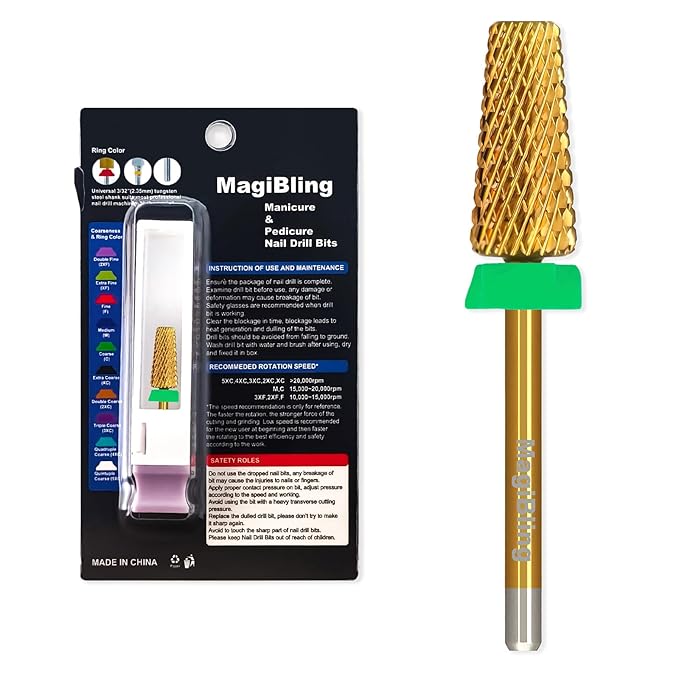 Super Cut Tapered Barrel Nail Drill Bits, 3/32'' Professional Tungsten Carbide Bits, Remove Hard Gel Fast, Right Hand, Suitable for Long Acrylic Nails Gel Polishing, Coarse.