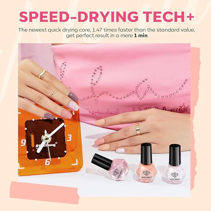 modelones Nail Polish Set 6 Colors Neutral Nude Pink Fall Winter Quick Dry Mini Finger Bulk Manicure Kit Diy Nail Art Home Salon Gifts For Women Girls
