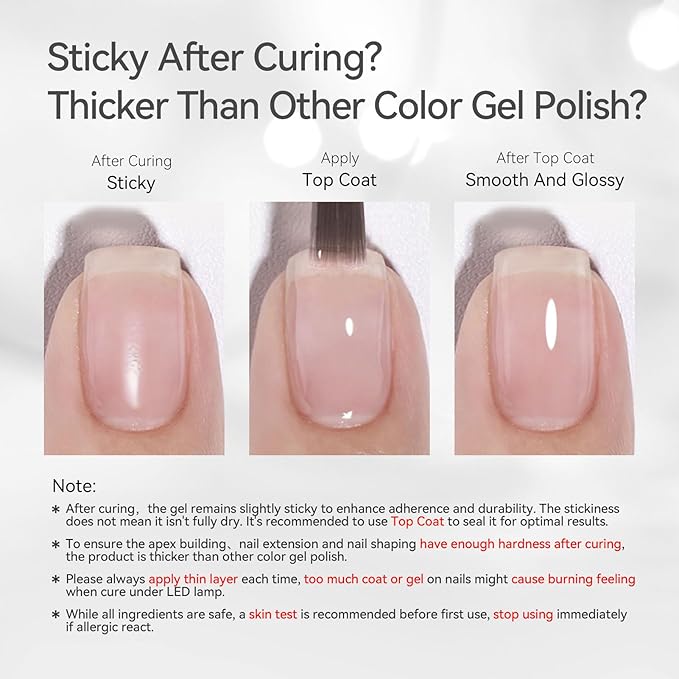 BORN PRETTY Builder Gel for Nails, 8-in-1 Milky Pink Clear Builder Nail Gel for Nail Apex and Gel Extension Strengthener, Nail GLue Gel Hard Gel Base Rhinestone Nail Glue Gel in a Bottle 15ml