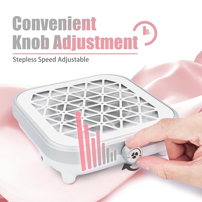 JAYWAYNE Nail Dust Collector for Nail Tech Powerful Nail Vacuum Cleaner with Stepless Speed Control and Disposable Filter Nail Fan Dust Collector Suitable for Acrylic Nails, Nail Salons and DIY