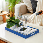 Navy Blue Serving Tray with Handles, Plastic Modern Decorative Tray | Rectangle - Image 5