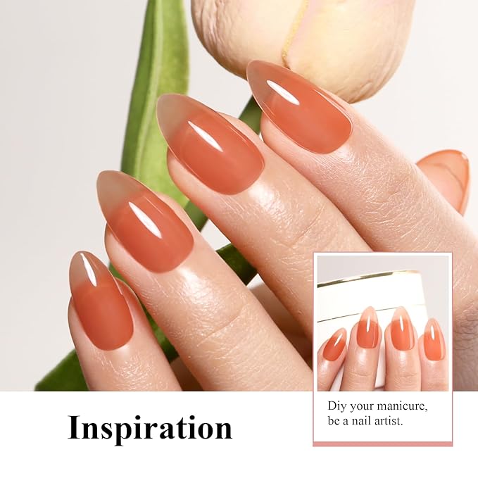 Imtiti Jelly Gel Polish, 15ML Sheer Orange Jelly Gel Nail Polish Translucent Spring Summer Nail Gel Polish LED UV Gel Nail Polish for Nail Art DIY Manicure