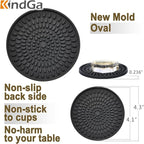 Silicone Coasters for Drinks Absorbent Rubber Coaster Set of 8 Black | Large - Image 2