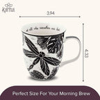 Karma Gifts 14 oz Black and White Boho Mug Dragonfly - Image 5
