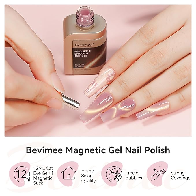 Cat Eye Gel Nail Polish Sheer Pink Glass Jelly Magnetic Nail Polish Gel Shimmer Glitter Gloss Shine Holographic Translucent Color For Nail Art Manicure DIY At Home 12ml