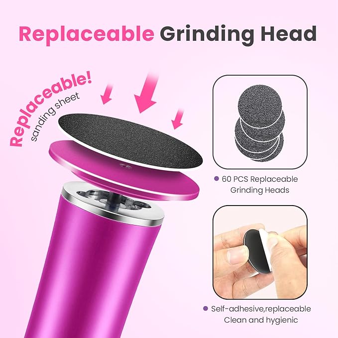 Electric Foot Callus Remover with 36 in 1 Pedicure Kit | Adjustable Speed | Mini Portable | 60 Pcs Sandpaper Discs | Professional Electric Callus Remover for Feet for Dead Skin and Calluses