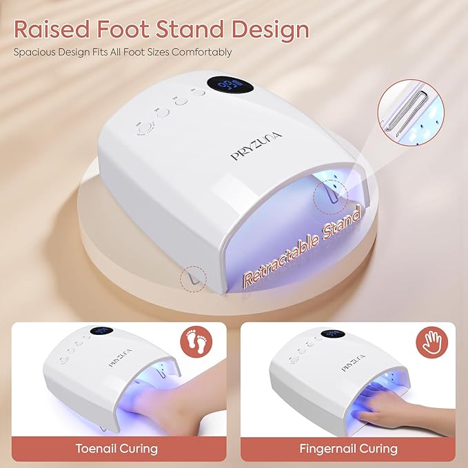 72W Cordless UV LED Nail Lamp, Professional UV Light for Gel Nails, Fast Curing Rechargeable Nail Dryer with 4 Timers, 45 Beads, Smart Sensor, Retractable Foot Stand, Portable Handle for Salon & Home