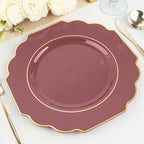 Cinnamon Rose Hard Plastic Dinner Plates, 50 Pack 11" Disposable Round Baroque by TCFLinen