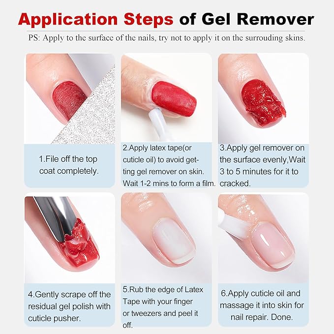 LOUINSTIC Nail Gel Polish Remover – 3 Pcs with Nail File – Non-Irritating, No Damage, Easy to Use at Home(15ml/0.5oz)
