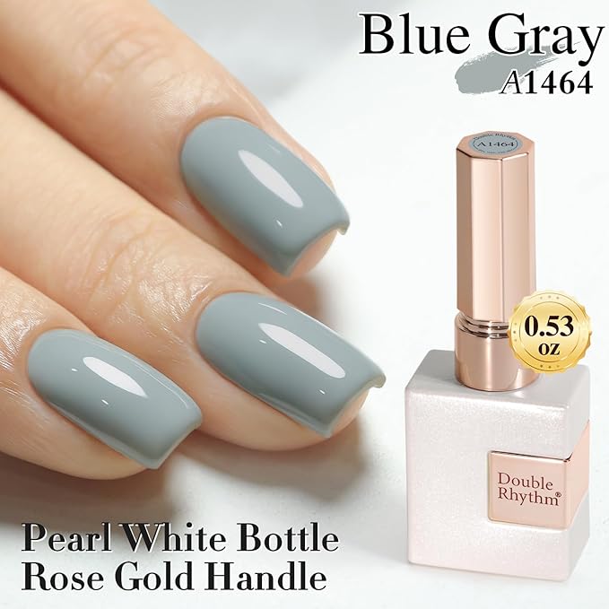 Double Rhythm Gel Polish 15ML Jelly Sheer Pastel Light Milky Color Pearl White Bottle 1 PC 0.5 OZ Full Size Nail Art Salon at Home (Milky Gray-D1464)