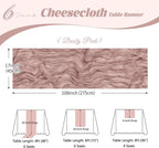 6 Pack Dusty Pink Cheesecloth Table Runner, 17 x 108 inch, Semi Sheer Boho - Image 3