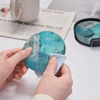 SEPTYK Turquoise and Grey Art Artwork Pattern Coasters - Image 6