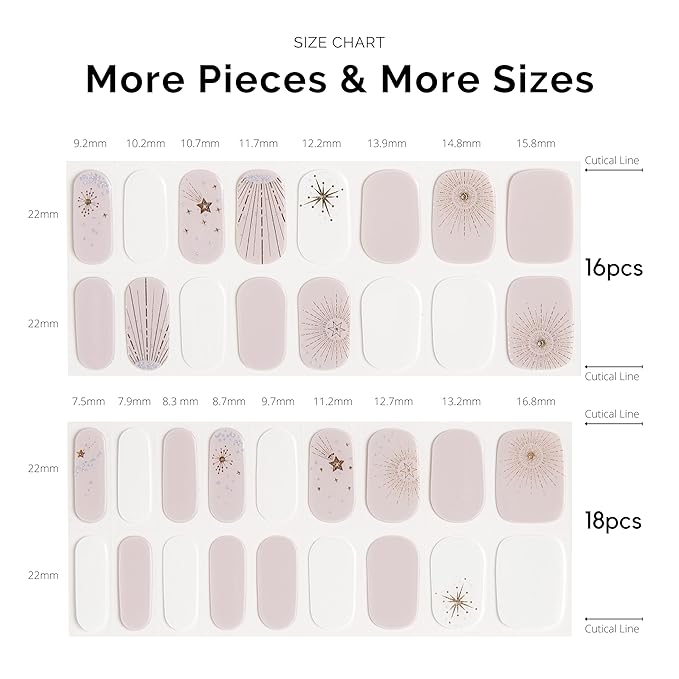NAILOG Semi Cured Gel Nail Strips 34 pcs| Buy 2 Get 1 UV Lamp | Long Lasting Nail Polish Sticker Wraps with Glossy Gel Finish, Astria
