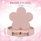 Nuanchu 4 Pcs PU Leather Flower Coasters - Image 5