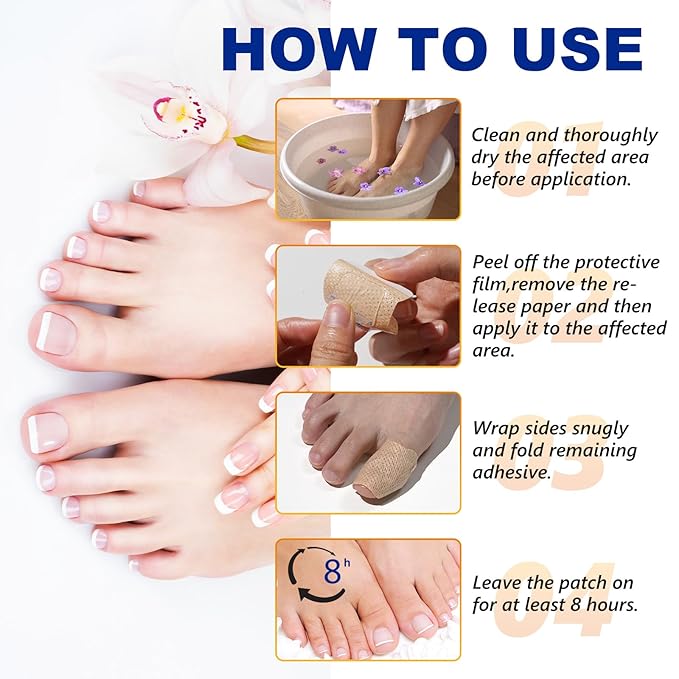 2Pack Toenail Treatment Extra Strength - 64 Pcs Nail Patches, 8-Hrs Overnight Nail Repair, Safe for Sensitive Skin, Easy to Apply