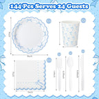 Sieral 144 Pcs Coquette Birthday Decor, Scalloped Paper Plates, Napkins Cups - Image 2