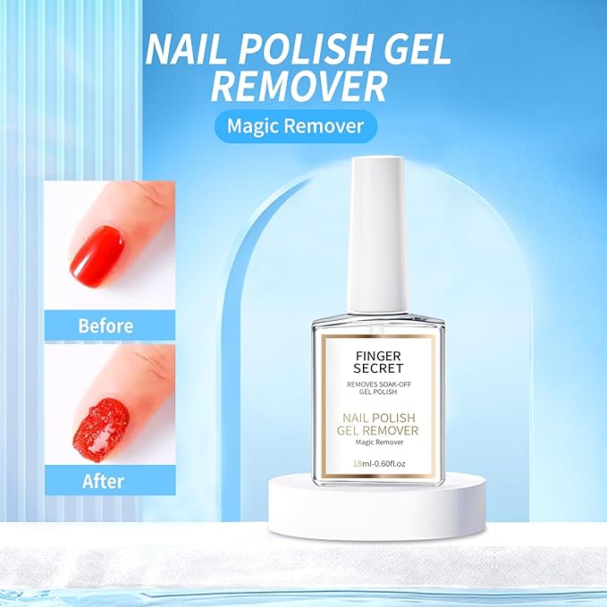 18ml Magic Remover Gel Polish - Quick Soak-Off Nail Polish Remover for Gel & Regular Polish, Easy Gel Nail Polish Remover for At-Home & Salon Use (1SET, 18ML)