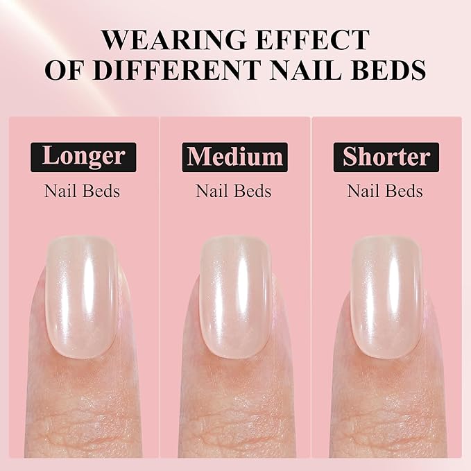 Press On Nails - Short Square Acrylic Nails, 160pcs, Fake Nail Tips for DIY Nail Art, Soft Gel, Glazed Donut, 16 Sizes