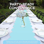 Light Blue Scallop Table Runner, Disposable Plastic, 5 Pack - Image 3