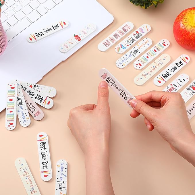 50 Pack Christmas Teacher Appreciation Gifts Bulk Teacher Thank You Nail Files Emery Boards Small Spa Party Favors Employee Appreciation Gifts for Staff Team Coworkers