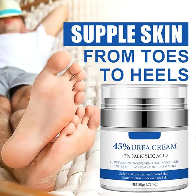 Urea Cream 45% Plus 2% Salicylic Acid, Callus Remover Foot Moisturizer Hand Foot Cream For Dry Cracked Feet from Toes to Heels Elbows Knees Softens Skin Exfoliates Dead Skin Smoothing Skin