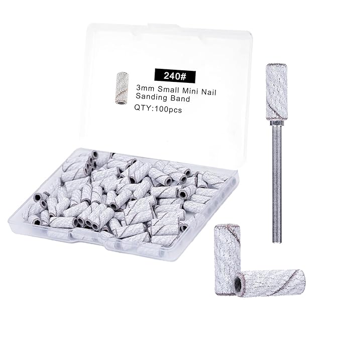 100 Pcs Nail Drill Bits Sanding Bands for Nail Drill, Nail Tips for Drill Bits Nail Tech,240 Fine Grit Nail File Sanding Bands for Acrylic Nails Gel Manicures and Pedicure, Zebra