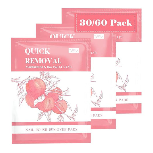 Nail Polish Remover Pads 30PCS Acetone Pads Individually Packaged Nail Polish Remover Wipes Quick Removal Travel-Friendly Wet Wipes