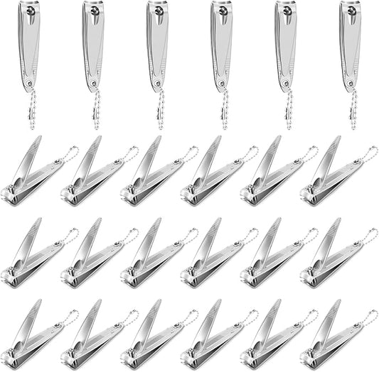 HOFASON 24 Pcs Nail Clippers Bulk for Men Women Adult, Professional Stainless Steel Fingernail and Toe Nail Clipper Cutter Set with File & Key Chains, Travel Manicure Pedicure Trimmer Kit for Homeless