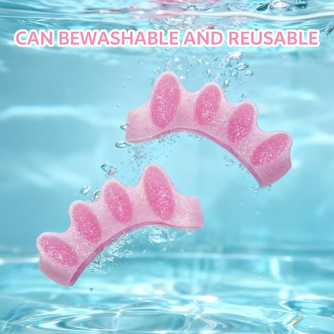 Durable Unisex Toe Separators with Sparkle Design for Yoga & Daily Use - Flexible Silicone toe Spacers for Bunions, One-Size-Fits-All for Men & Women (2PCS) (Pink)
