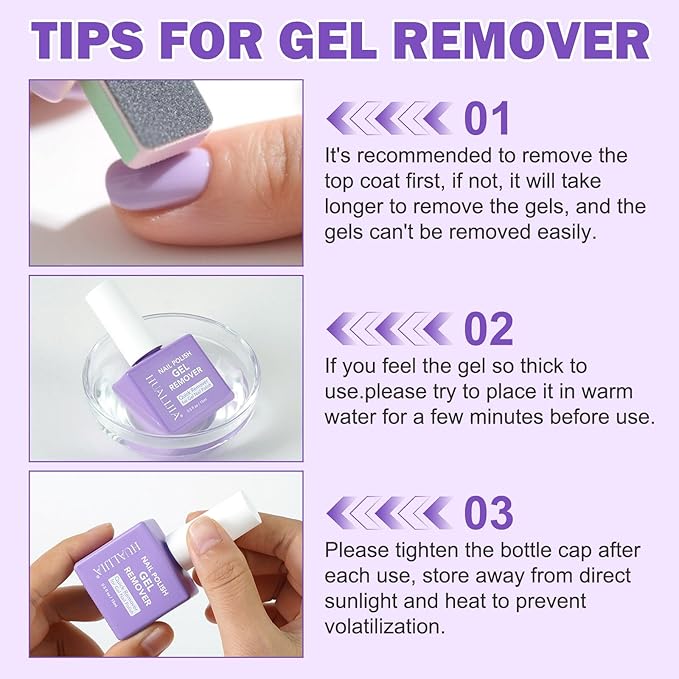 2 Pack Gel Nail Polish Remover, Gel Polish Remover Kit- Quickily and Easily Removes Gel Nail Polish at Home in 2-5 Mins - No Need for Foil, Soaking or Wrapping,0.5 Fl Oz