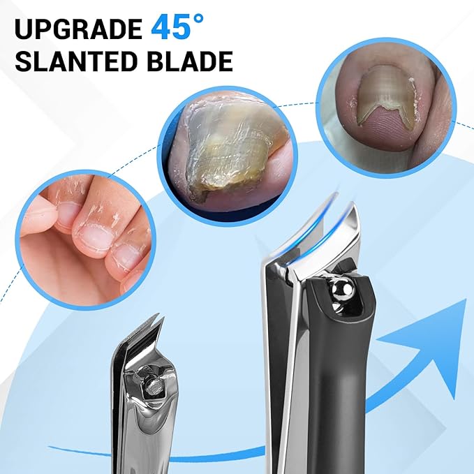 2025 Toenail Clippers for Seniors Thick Toenails, Angled Head Large Toe Nail Clippers for Thick Nails for Men, Heavy Duty Ingrown Toenail Clippers, Long Handle Slanted Nail Clippers Wide Jaw