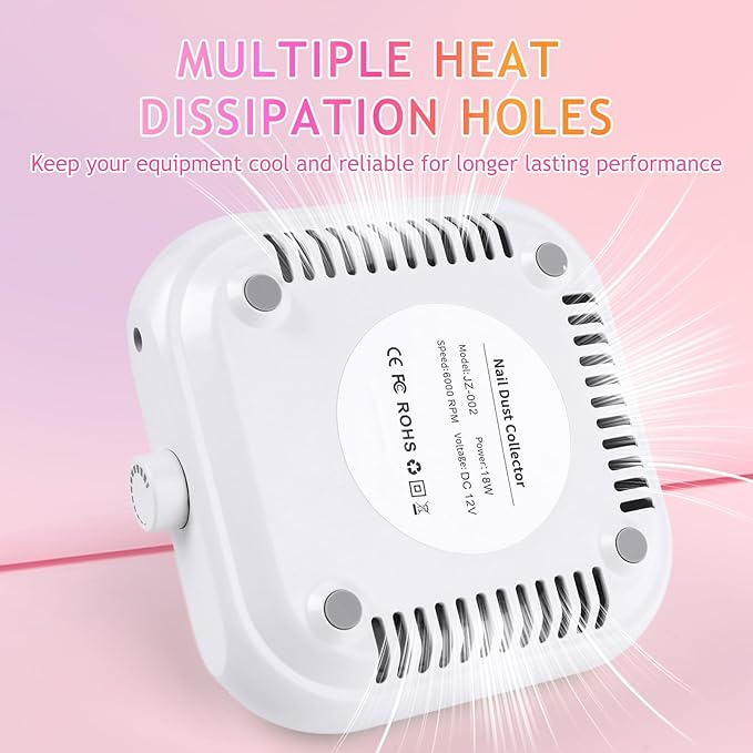 Mini Nail Dust Collector, Compact Nail Vacuum Fan Dust Collector for Beginner with 30PCS Filter Pads, Powerful Dust Suction Machine for Acrylic Nail Polishing Salon Home, Plug-in(White)