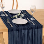 2 Pack Navy Blue Cheesecloth Table Runner 10ft Rustic Outdoor Decor | - Image 3