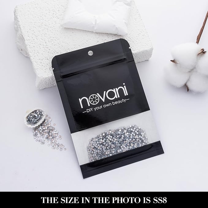 Novani 3000 Pieces Flatback Rhinestones Glass Round Gems White Opal Crystals for Nail Art DIY Crafts Clothes Shoes,SS8,2.3-2.5mm
