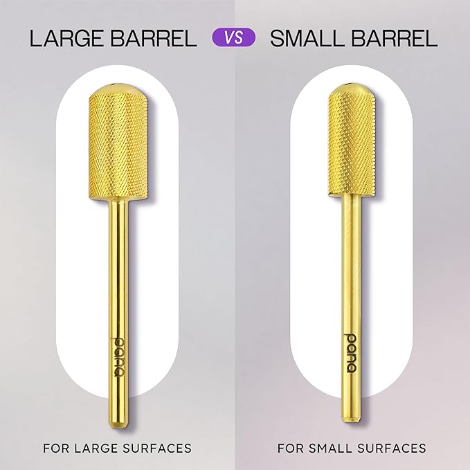 Pana 3/32" Small Smooth Top Barrel Nail Carbide Bit for Electric Dremel Drill Machine Manicure Pedicure Nail Salon Tools Acrylic & Gel Removal (Gold, Extra Fine)