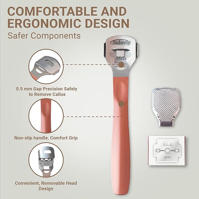 Callus Shaver for Feet – 410 Stainless Steel, Foot Shaver Callus Remover with 10 Replaceable Blades, Multi-Use for Corns & Dead Skin Removal – Pain-Free Pedicure Tool for Soft, Smooth Skin