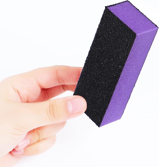 uxcell 4 Way Nail File, 2 Pcs Nail Buffer Sanding Block Manicure Art Tool Shiner Polisher for Women and Men, Sponge Nail Polishing Tool Kits for Professional Salon Home Use, Black Purple