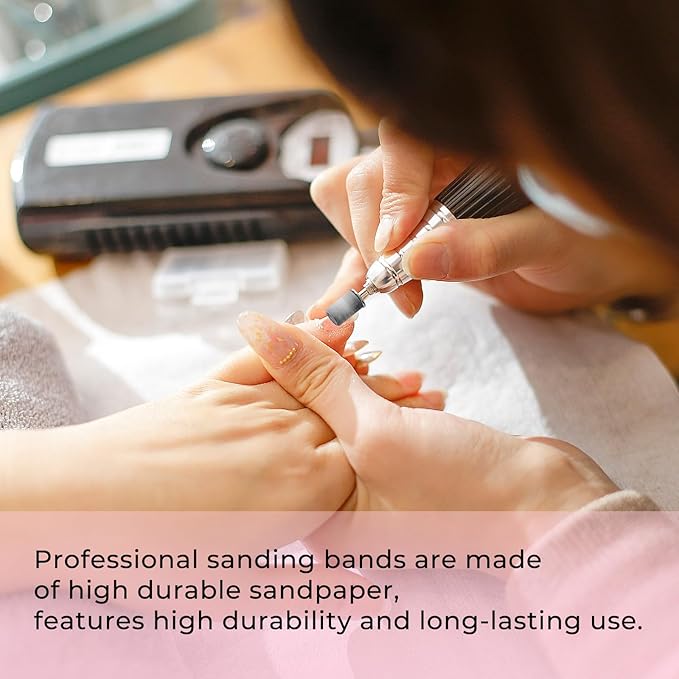INNOLIFE 250Pcs Sanding Bands for Nail Drill, Nail Drill Sanding Bits, 5 Color Coarse Fine 80#120#150#180#240# Grits for Acrylic Nails, Manicures, and Pedicures Tools