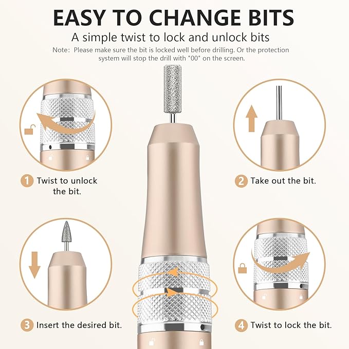 Kredioo Nail Drill Professional Electric 35000RPM Nail Drill Machine Kit Remove Gel Nails Acrylic Polish Thick Toe with 11 Sanding Bits E File Set