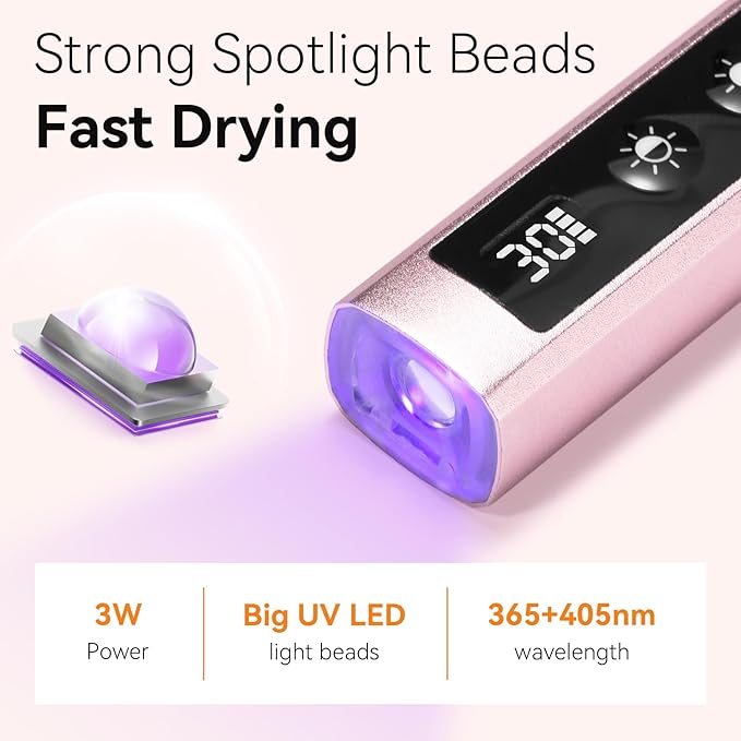 Makartt Handheld UV Nail Lamp with Painless Mode: Portable 800mAh Flash Cure Lamp for Fast Curing Gel Polish Nails Tips & Glue Rechargeable USB Nail Art Light with LCD 3 Timer for Home Salon Use