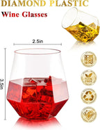 BESTSTAR 40 PCS Clear 12 Oz Diamond Plastic Wine Whiskey Glasses | Stemless - Image 2