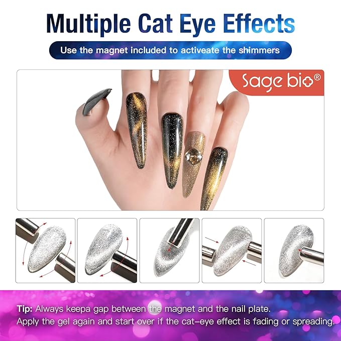 Cat Eye Gel Nail Polish, 15ml Magnetic Gel, High-Gloss, Long-Lasting, Magnetic Stick for DIY Manicures, 3D Effect, Rich & Vibrant Colors, 06