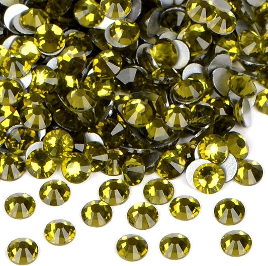 2880PCS Art Nail Rhinestones Non Hotfix Glue Fix Round Crystals Glass Flatback for DIY Jewelry Making with one Picking Pen (ss10 2880pcs, Olivine)