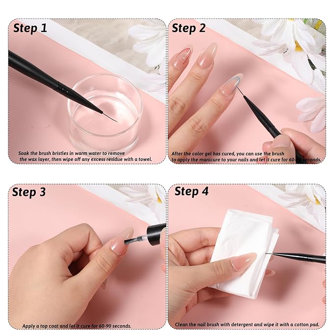 5Pcs Nail Dotting Liner Tools Double-End Nail Art Brushes Kit Nails Art Gel Polish Liner Brushes Dotting Pen Tools Painting Arts Design Brush Set for Long Lines, Thin Details, Fine Drawing Black