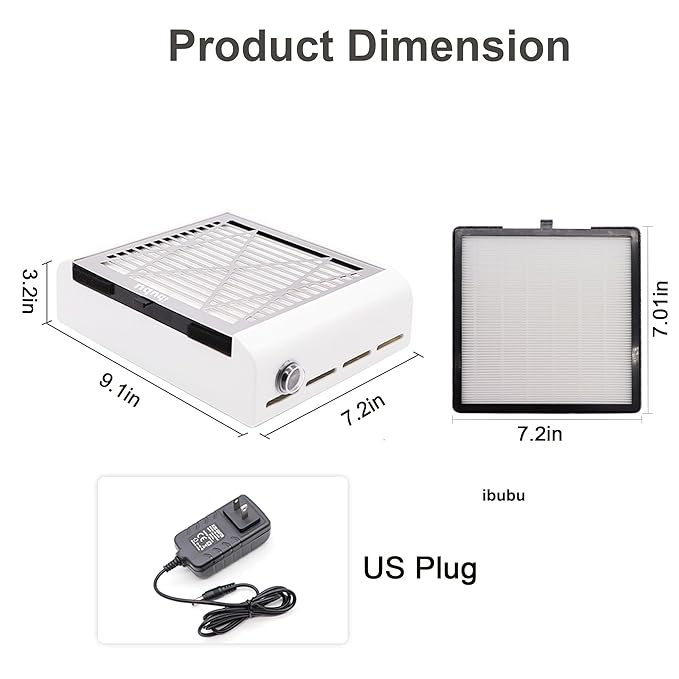 Electric Nail Dust Collector Machine Nail Dust Vacuum Cleaner Professional Manicure Nail Dust Collector Fan Nail Salon Dust Extractor with 1 Reusable Filters Nail Salon Dust Extractor for Home